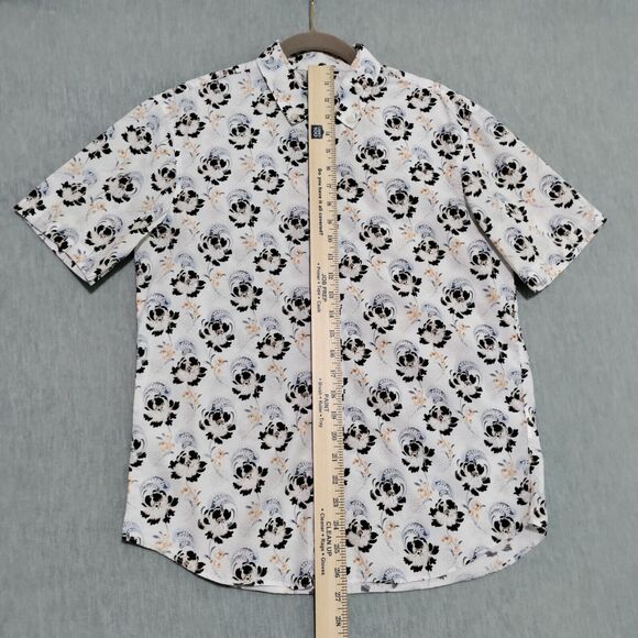 Club Monaco Mens Small Slim Fit 100% Cotton Short Sleeve Button Down Floral‎ - Picture 9 of 12